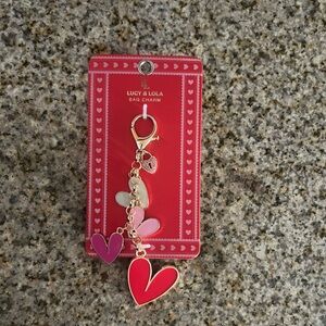 Heart Bag Charm - Red and Pink
